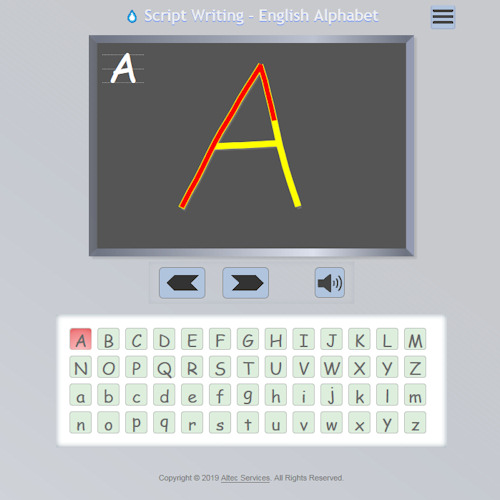 English alphabet writing